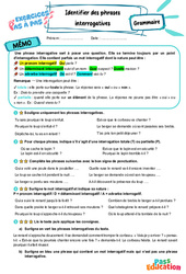 Identifier des phrases interrogatives - Exercices Pas à Pas : Primaire 6 - PDF à imprimer