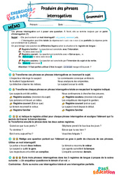 Produire des phrases interrogatives - Exercices Pas à Pas : Primaire 6 - PDF à imprimer