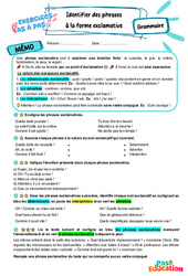 Identifier des phrases à la forme exclamative - Exercices Pas à Pas : Primaire 6 - PDF à imprimer