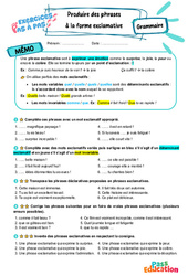 Produire des phrases à la forme exclamative - Exercices Pas à Pas : Primaire 6 - PDF à imprimer
