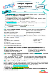 Distinguer phrase simple et phrase complexe - Exercices Pas à Pas : Primaire 6 - PDF à imprimer