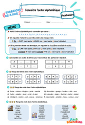 Connaître l’ordre alphabétique - Exercices Pas à Pas : Primaire 3 - PDF à imprimer