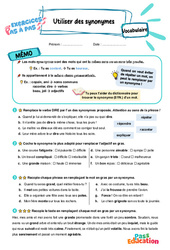 Utiliser des synonymes - Exercices Pas à Pas : Primaire 3 - PDF à imprimer