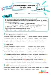Reconnaître les mots appartenant à une même famille - Exercices Pas à Pas : Primaire 3 - PDF à imprimer