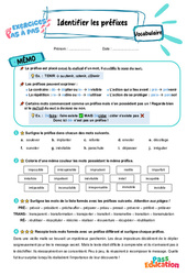 Identifier les préfixes - Exercices Pas à Pas : Primaire 3 - PDF à imprimer