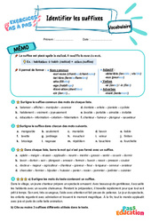 Identifier les suffixes - Exercices Pas à Pas : Primaire 3 - PDF à imprimer