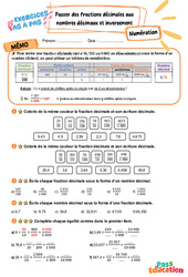 Passer des fractions décimales aux nombres décimaux et inversement - Exercices Pas à Pas : Primaire 5 - PDF à imprimer