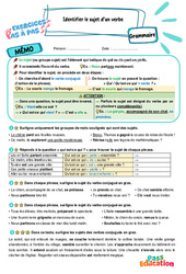 Identifier le sujet d'un verbe - Exercices Pas à Pas : Primaire 5 - PDF à imprimer