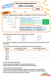 Diviser deux entiers jusqu’au dixième ou au centième - Exercices Pas à Pas : Primaire 5 - PDF à imprimer