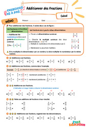 Additionner des fractions - Exercices Pas à Pas : Primaire 5 - PDF à imprimer