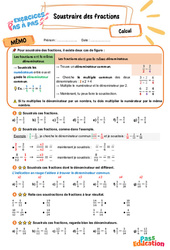 Soustraire des fractions - Exercices Pas à Pas : Primaire 5 - PDF à imprimer