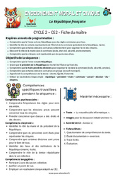 La République française - Séquence - Fiche de préparation - EMC : Primaire 3 - PDF à imprimer
