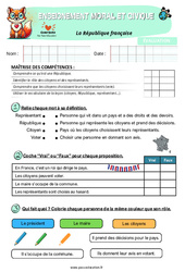 La République française - Examen Evaluation - EMC : Primaire 3 - PDF à imprimer