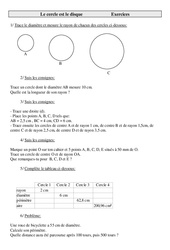 Cercle - Disque - Exercices - Géométrie - Mathématiques : Primaire 5 - PDF à imprimer