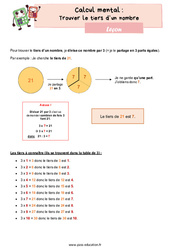 Trouver le tiers d’un nombre - Cours, Leçon : Primaire 4 - PDF à imprimer
