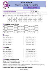 Trouver le tiers d’un nombre - Examen Evaluation : Primaire 4 - PDF à imprimer
