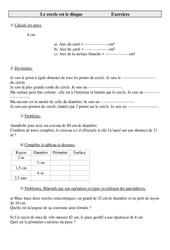 Cercle - Disque - Exercices de géométrie  : Primaire 5 - PDF à imprimer