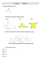 Angles - Exercices de géométrie : Primaire 5 - PDF à imprimer