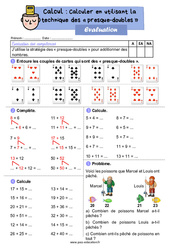 Calculer en utilisant la technique des « presque - doubles » - Examen Evaluation : Primaire 2 - PDF à imprimer