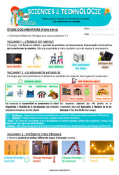 Les ressources en énergie - Exercices - Edith Eprouvette : Primaire 5 - PDF à imprimer