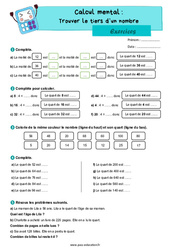 Trouver le quart d’un nombre - Exercices : Primaire 4 - PDF à imprimer