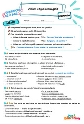 Utiliser le type interrogatif - Exercices Pas à Pas : Primaire 4 - PDF à imprimer