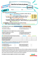 Identifier les formes de phrases - Exercices Pas à Pas : Primaire 4 - PDF à imprimer