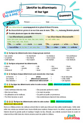 Identifier les déterminants et leur type - Exercices Pas à Pas : Primaire 4 - PDF à imprimer