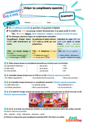 Utiliser les compléments essentiels (COD, COI, AS) - Exercices Pas à Pas : Primaire 5 - PDF à imprimer