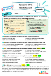 Distinguer le COD et l’attribut du sujet - Exercices Pas à Pas : Primaire 5 - PDF à imprimer