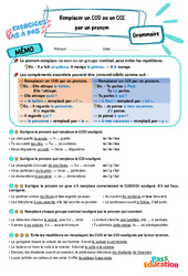 Remplacer un COD ou un COI par un pronom - Exercices Pas à Pas : Primaire 5 - PDF à imprimer