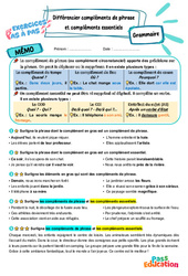 Différencier compléments de phrase et compléments essentiels - Exercices Pas à Pas : Primaire 5 - PDF à imprimer