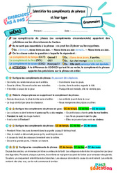 Identifier les compléments de phrase et leur type - Exercices Pas à Pas : Primaire 5 - PDF à imprimer
