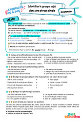 Identifier le groupe sujet dans une phrase simple - Exercices Pas à Pas : Primaire 6 - PDF à imprimer