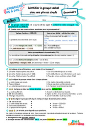 Identifier le groupe verbal dans une phrase simple - Exercices Pas à Pas : Primaire 6 - PDF à imprimer