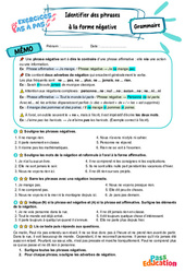 Identifier des phrases à la forme négative - Exercices Pas à Pas : Primaire 6 - PDF à imprimer