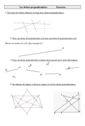 Droites perpendiculaires - Exercices - Géométrie - Mathématiques : Primaire 5 - PDF à imprimer