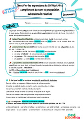 Identifier les expansions du groupe nominal (GN) - Exercices Pas à Pas : Secondaire 1 - PDF à imprimer