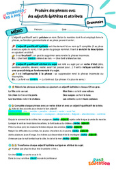 Produire des phrases avec des adjectifs épithètes et attributs - Exercices Pas à Pas : Secondaire 1 - PDF à imprimer