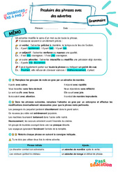 Produire des phrases avec des adverbes - Exercices Pas à Pas : Secondaire 1 - PDF à imprimer