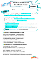Reconnaître un complément circonstanciel (CC) de cause - Exercices Pas à Pas : Secondaire 1 - PDF à imprimer