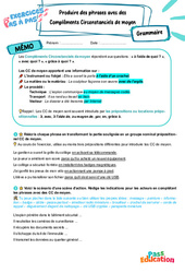 Produire des phrases avec un complément circonstanciel (CC) de moyen - Exercices Pas à Pas : Secondaire 1 - PDF à imprimer