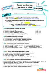 Accorder un verbe avec un sujet inversé ou éloigné - Exercices Pas à Pas : Primaire 5 - PDF à imprimer