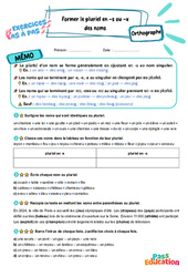 Former le pluriel en - s ou en - x des noms - Exercices Pas à Pas : Primaire 5 - PDF à imprimer