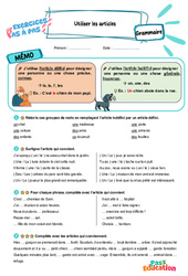 Utiliser les articles - Exercices Pas à Pas : Primaire 3 - PDF à imprimer