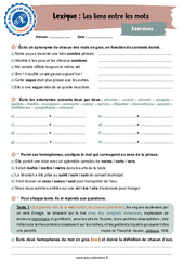 Les liens entre les mots (homonymes, synonymes et antonymes) - Vocabulaire - Je me prépare au Brevet : Secondaire 3 - PDF à imprimer
