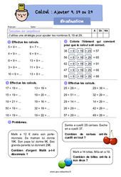 Ajouter 9, 19 ou 29 - Examen Evaluation : Primaire 2 - PDF à imprimer