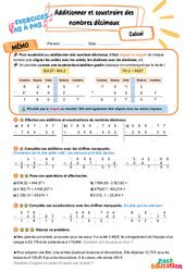 Additionner et soustraire des nombres décimaux - Exercices Pas à Pas : Primaire 5 - PDF à imprimer