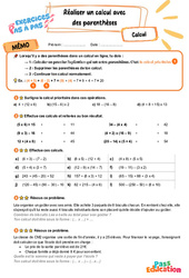 Réaliser un calcul avec des parenthèses - Exercices Pas à Pas : Primaire 5 - PDF à imprimer