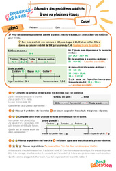 Résoudre des problèmes additifs à une ou plusieurs étapes - Exercices Pas à Pas : Primaire 5 - PDF à imprimer